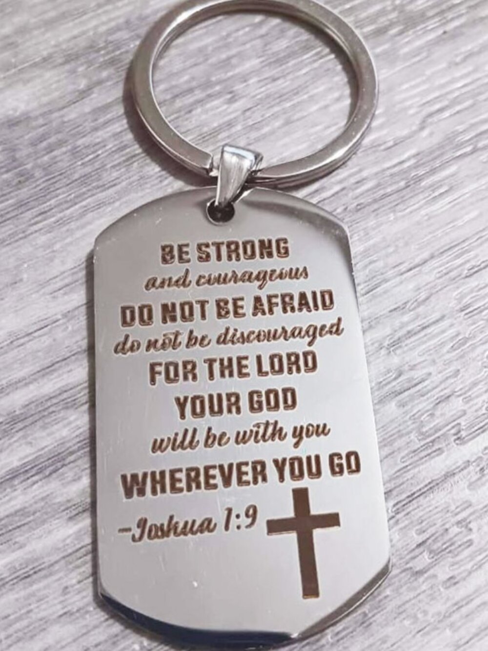 Dog Tag Key Chain Bible Verse Joshua 1:9
